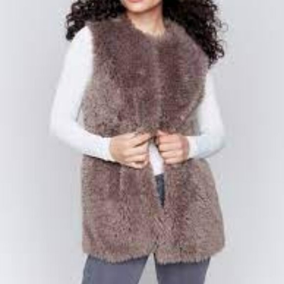 Charlie B Long Faux Fur Vest - Picture 1 of 4